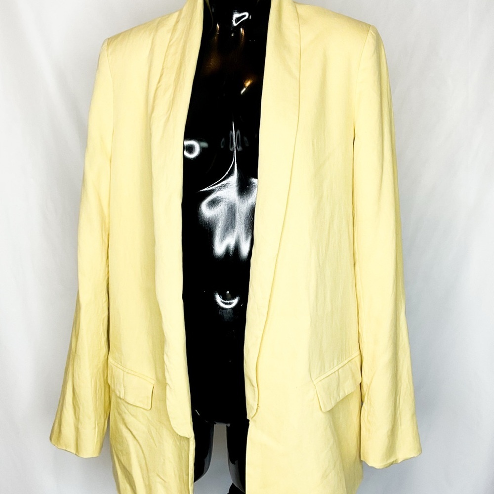 Frank and Oak Blazer Yellow Open Front Jacket Medium